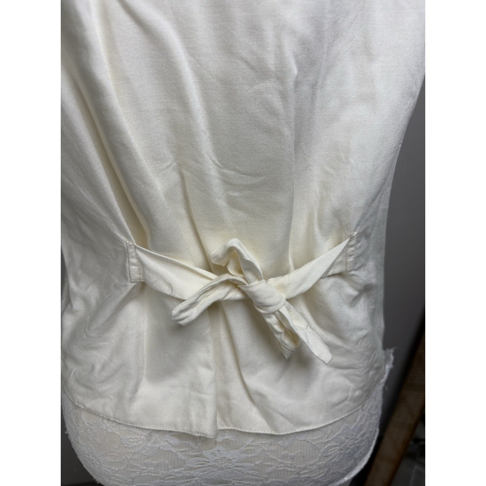 Vintage Christine Parker Women M Cream Vest Cottagecore Crochet Lace - Picture 9 of 14